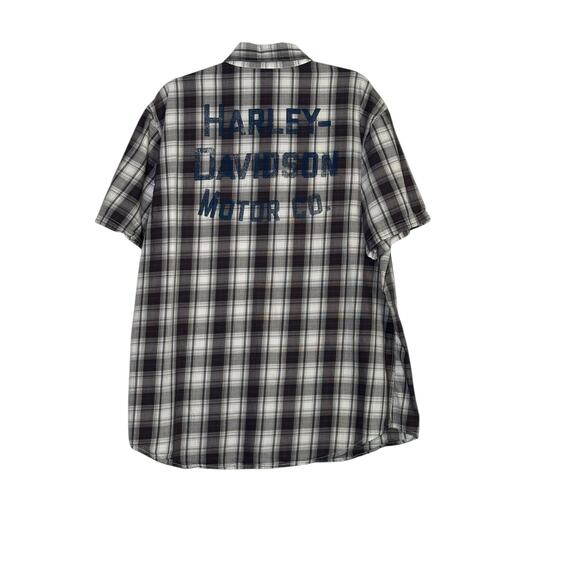 Harley Davidson gray white plaid short sleeves button shirt size XL - Picture 10 of 10